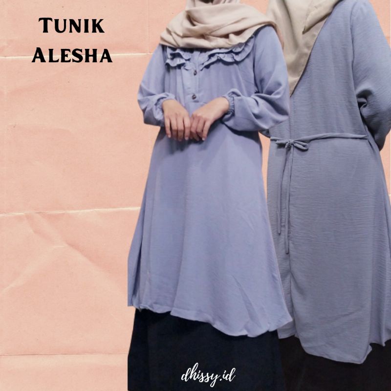 Tunik Alesha/Tunik Kekinian/Kemeja Wanita/Kemeja Polos/Tunik Polos