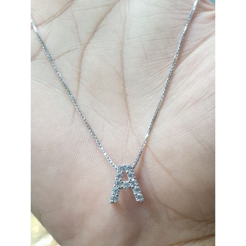 kalung emas putih inisial A mpp