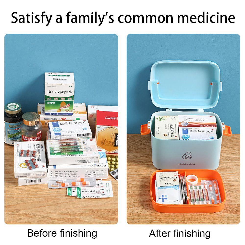 Solighter Kotak Obat Keluarga Travel Household Portable Nursing Medicine Box Aid Medical Kit Multi Layer Multifungsi