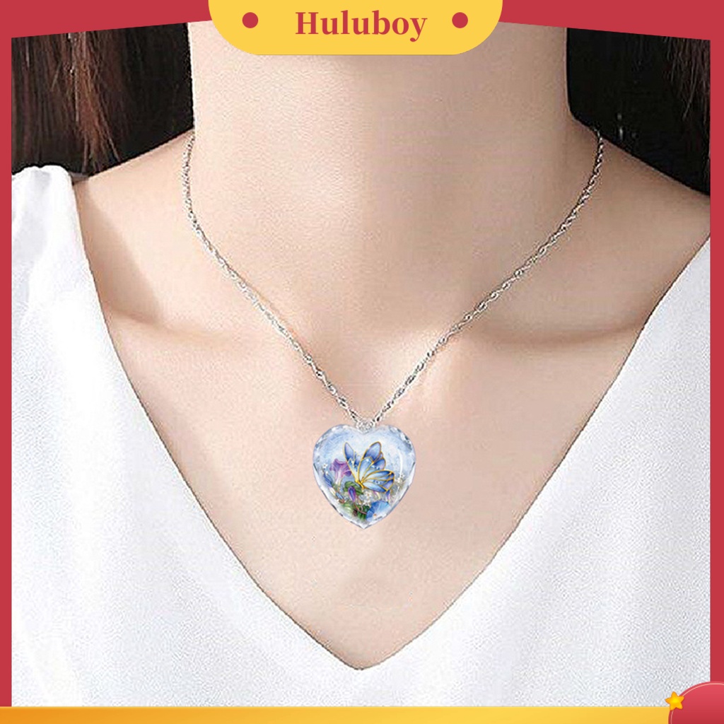 Hu Hu Hu Hu Hu Alat Bantu Pasang Kacamata♡ Kalung Liontin Butterfly Hati Bahan Alloy Untuk Wanita