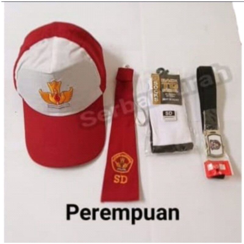 set aksesoris perlengkapan sekolah sd anak perempuan anak sd topi set komplit