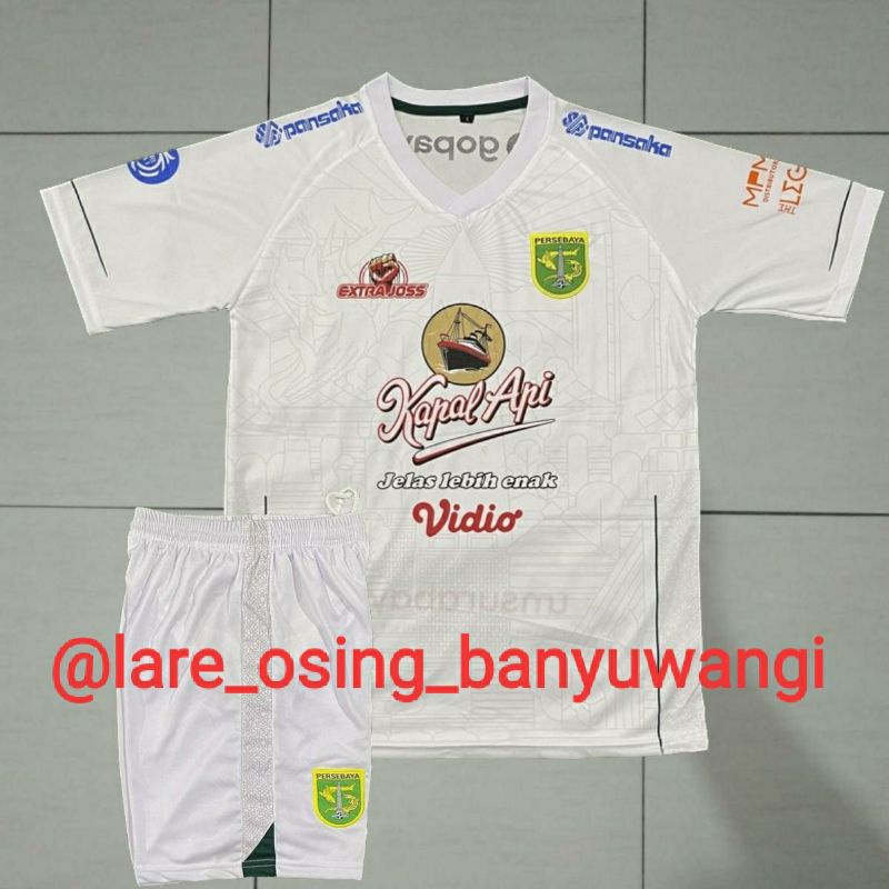 SETELAN DEWASA PERSEBAYA AWAY 2021 - 2022 BRI LIGA 1 PUTIH JERSEY CELANA TERBARU LOKAL
