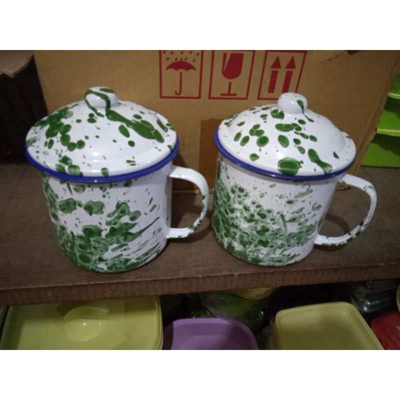 mug enamel + tutup. mug CALYPSO no 10