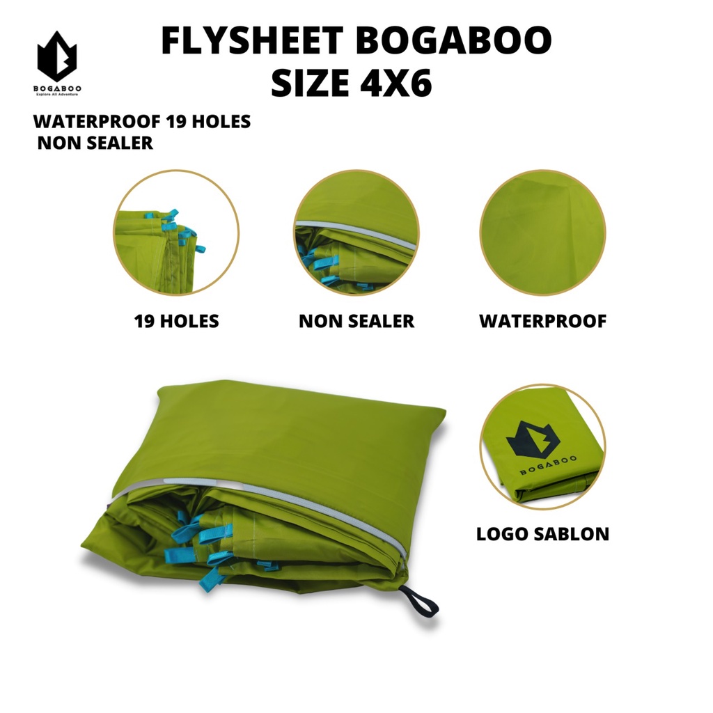 Flysheet 4x6 Meter merk BOGABOO - Pelindung Tenda 19 Lubang - flysheet