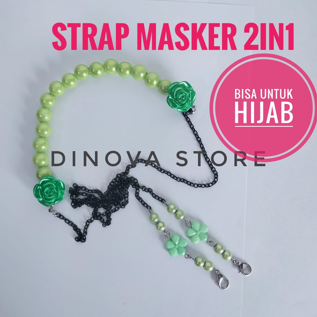 strap masker hijab 2in1 konektor mawar ujung/strap masker kekinian/strap masker hijab/dinova store/pgx/tali masker