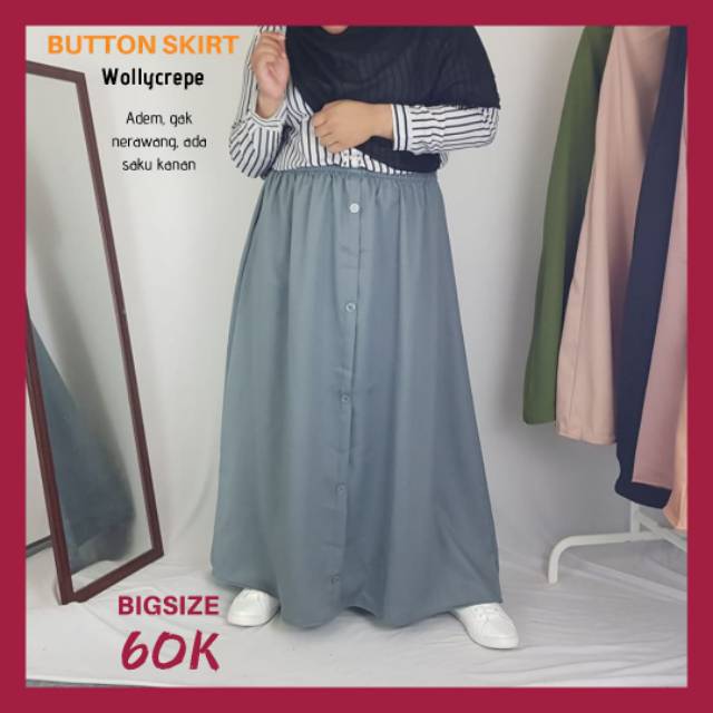 [BIGSIZE/JUMBO] ROK JUMBO MOSCREPE / WOLLYCREPE -KANCING - PANJANG POLOS - MUSLIMAH