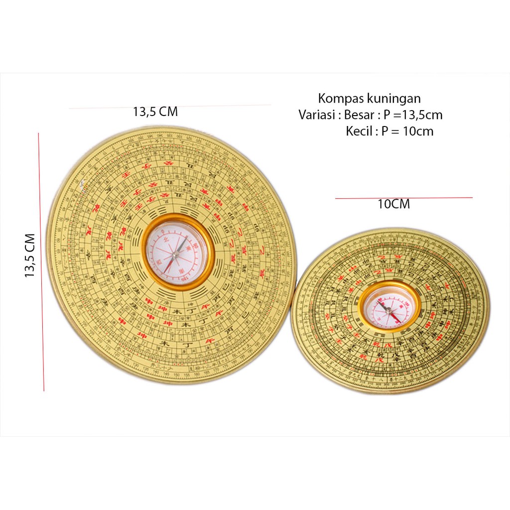 kompas  naga kuningan fengshui bulat