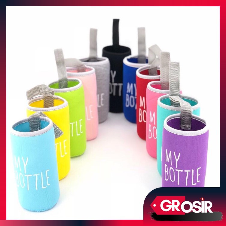 Grosir - 249 Sarung My bottle Bahan Kain Busa Warna Warni / Colourful Pouch My bottle