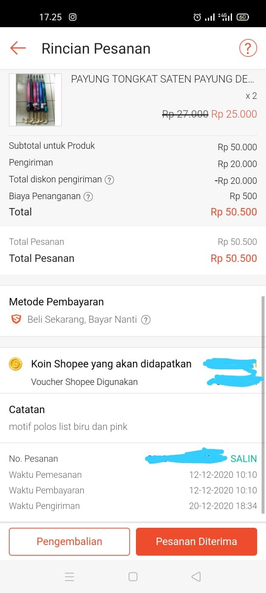 Payung Tongkat Saten Payung Dewasa Payung 16 Jari