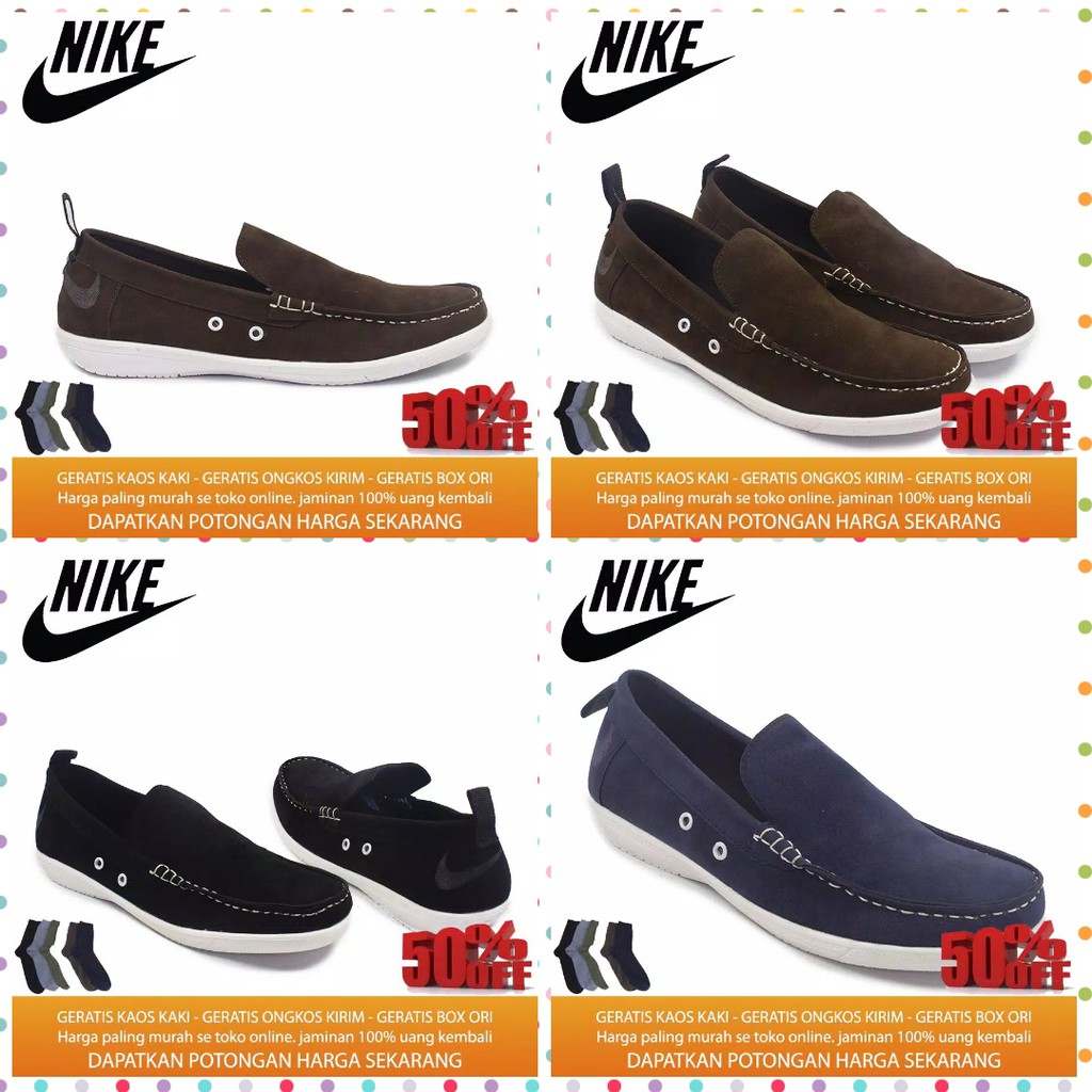 Sepatu kasual pria nike smith slip on