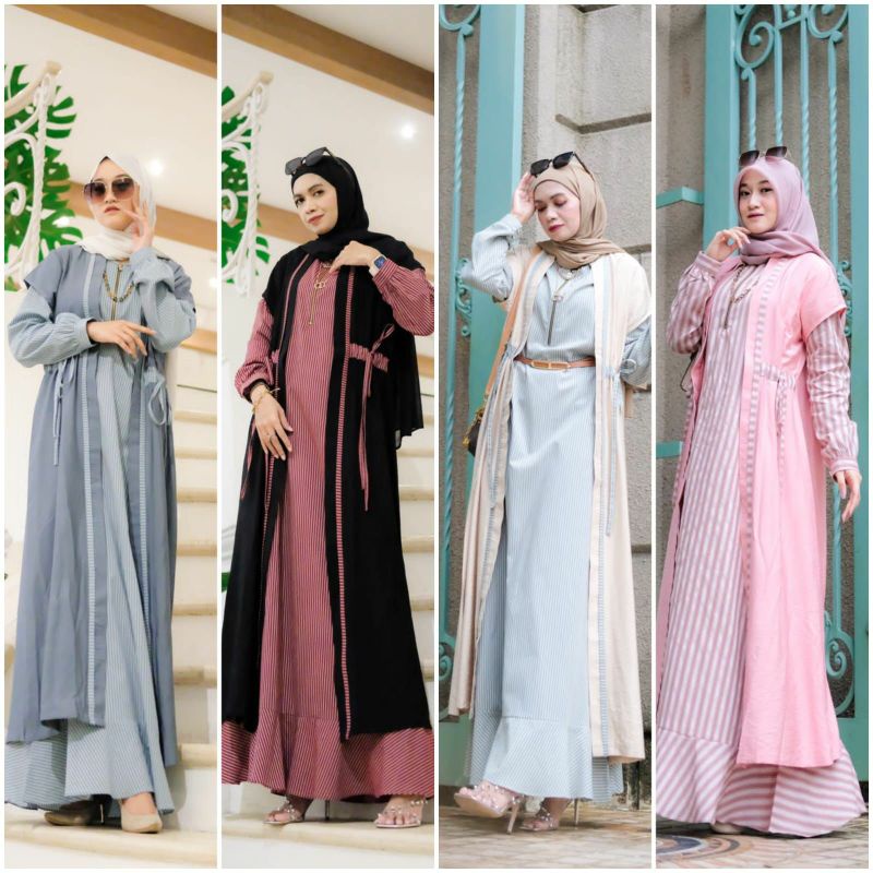 bella set by dcl premium seroes gamis 2pcs dress long outer terpisah gamis terbaru ootd hijab gamis 