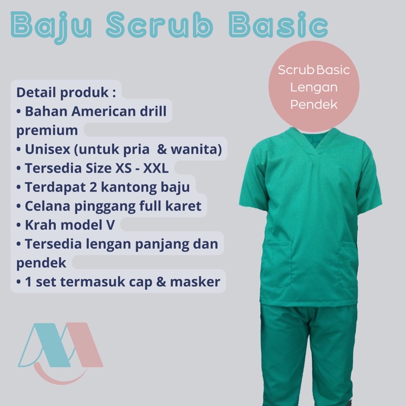 Baju Scrub Jaga/ OK/ Baju OKA Petugas Medis Lengan Pendek