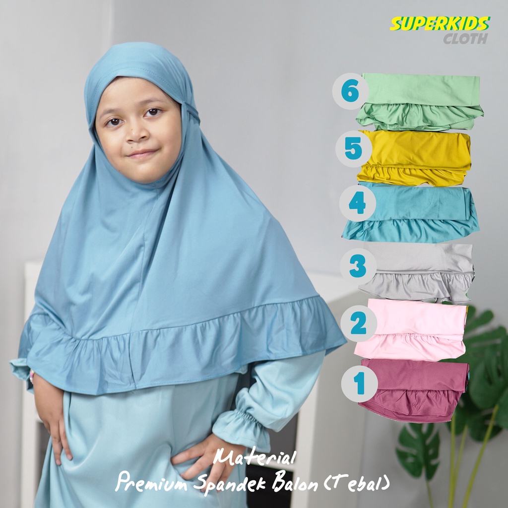 Jilbab Anak Kerudung Anak Hijab Anak Perempuan Instan Premium Rampel Umur 1 - 13 Tahun Superkidscloth