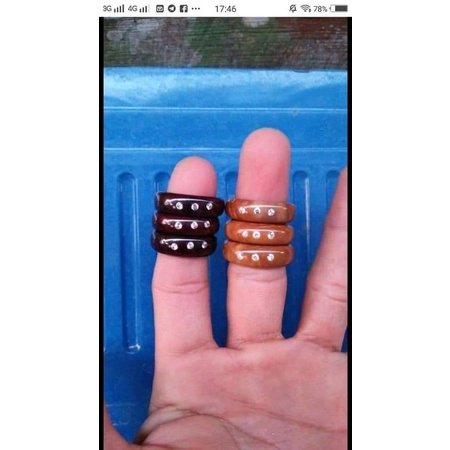 cincin kaokah polos dan permata 1 &amp;3 coklat dan hitam