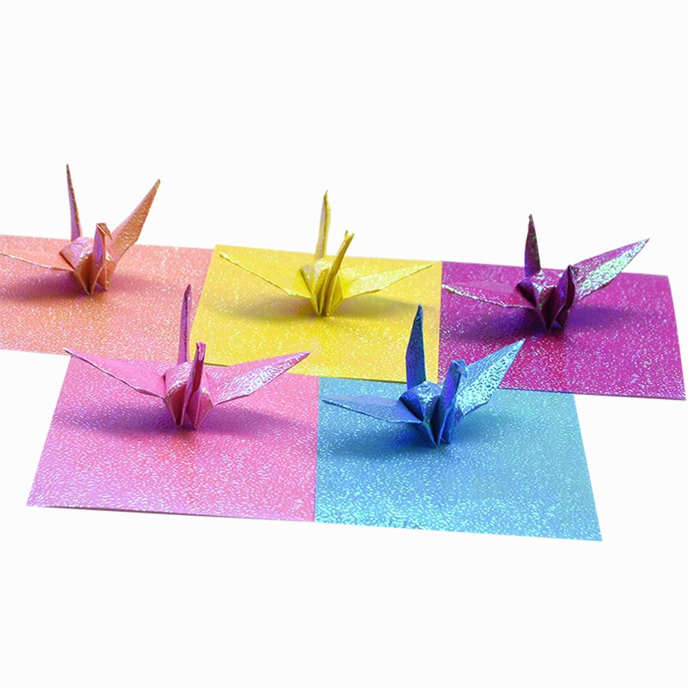 Set Stiker Kertas Origami Handmade Warna Pelangi Metalik Untuk Dekorasi