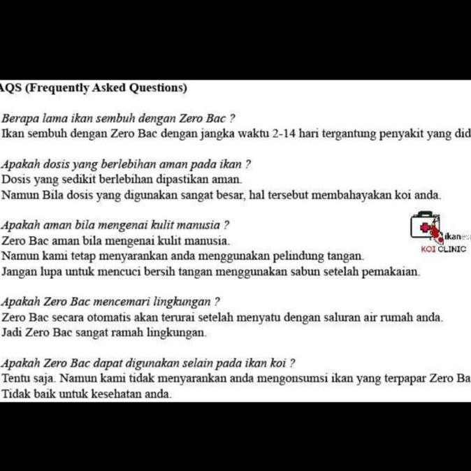 OPEN SALE ZERO BAC, OBAT IKAN AEROMONAS/RUAM UNTUK KOI/MAS/LELE AMPUH