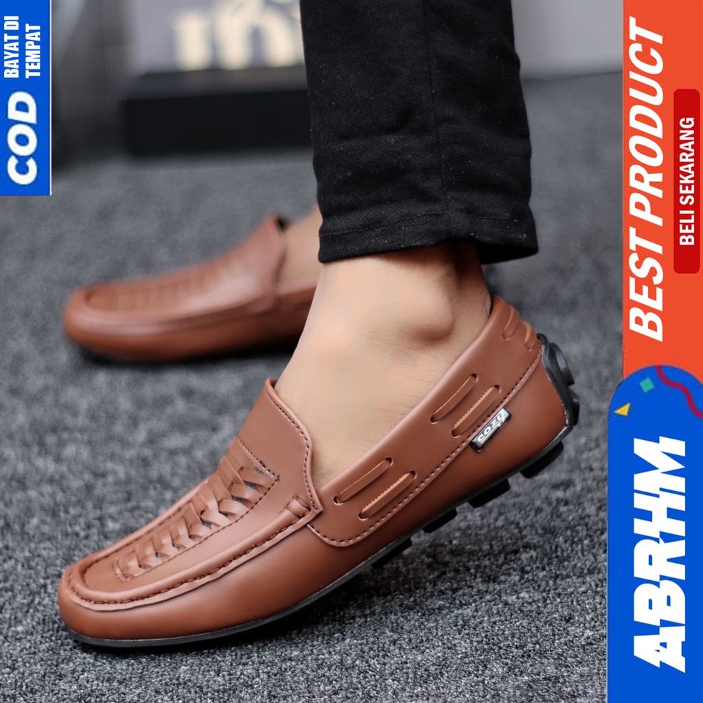 Sepatu Formal Full Hitam Pantofel Kerja Kantor Pria Original Abrhm Morits