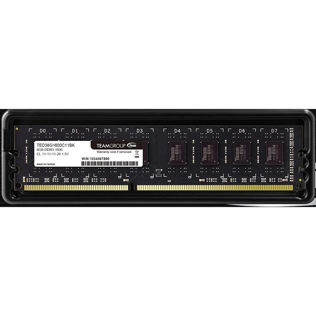 Ram pc Team elite 8gb ddr3 pc3-12800 1600mhz cl11 1.5v longdimm ted38g1600c11bk - memory komputer dimm