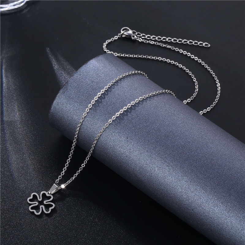 In hip hop clover kalung stainless steel disco mahasiswa hiphop clover kalung perhiasan pacar hadiah