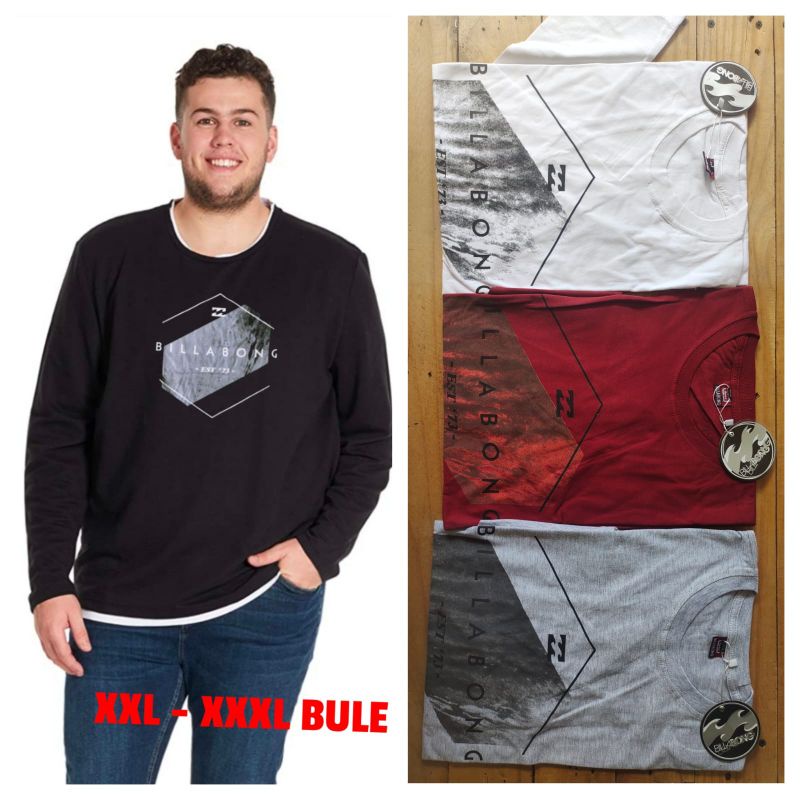 kaos pria lengan panjang jumbo billabong xxl xxxl