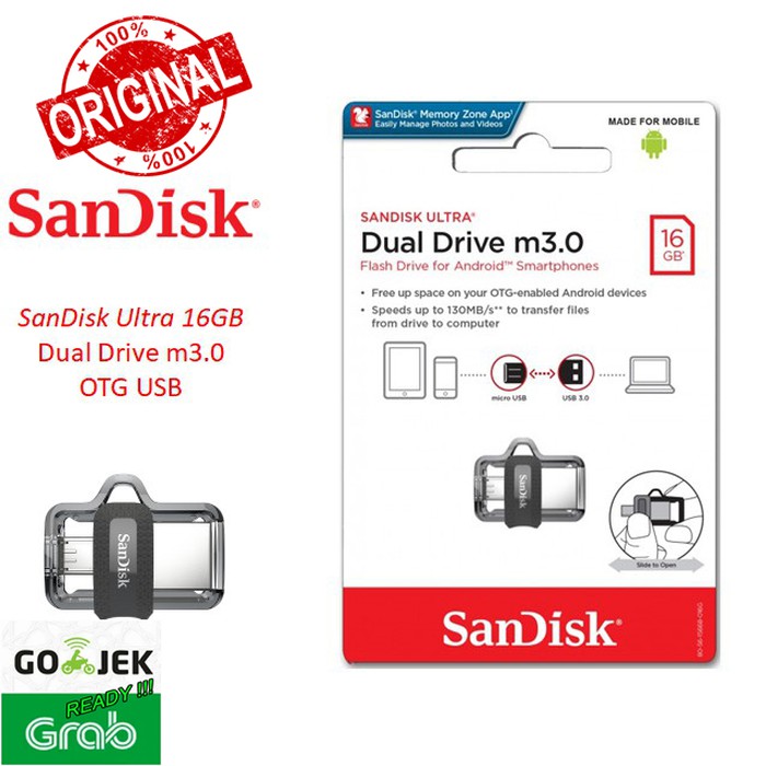 Flashdisk Sandisk OTG Ultra Dual Drive m3.0 16GB Resmi Original