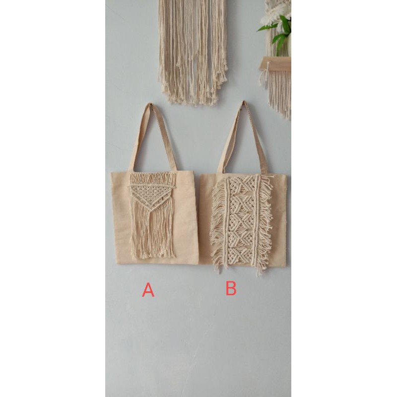 READY STOK) macrame tote bag/ Tas kuliah/ Tas sekolah/ Tas kerja