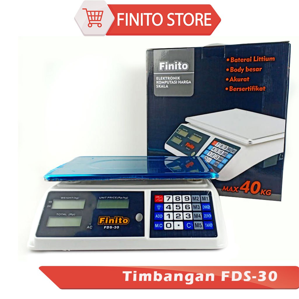 Timbangan Digital 30kg Double Display/Timbangan Buah Finito FDS30 dus hitam, Garansi 1 Tahun