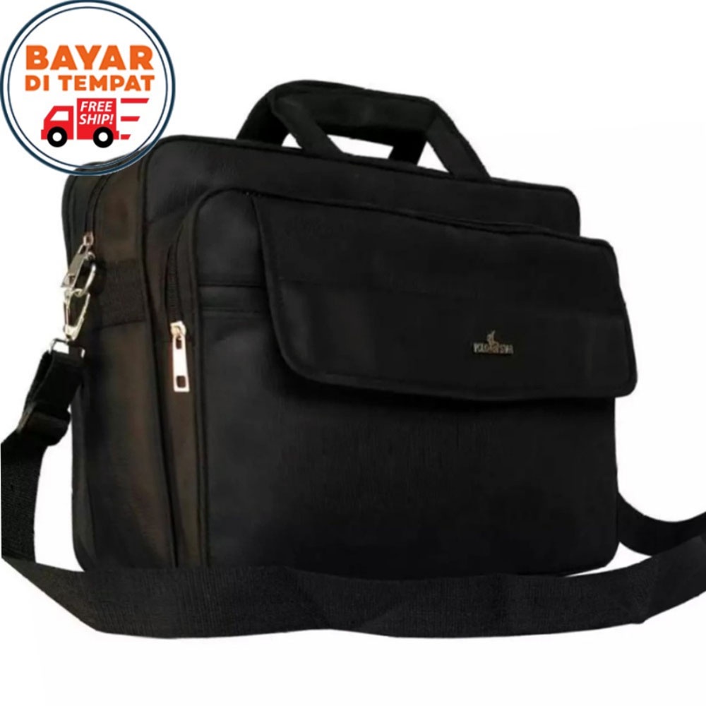 SOPE 1.1 BIG SALE!!! Polo Star Tas Kantor Laptop Tutup 2in1 Selempang Tenteng Multi Fungsi PL 2136 17 - Original Black