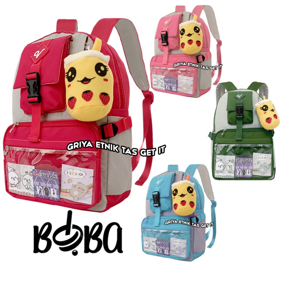 Tas Ransel Gendong Punggung Anak Sekolah Perempuan SD SMP BOBA Gratis Boneka