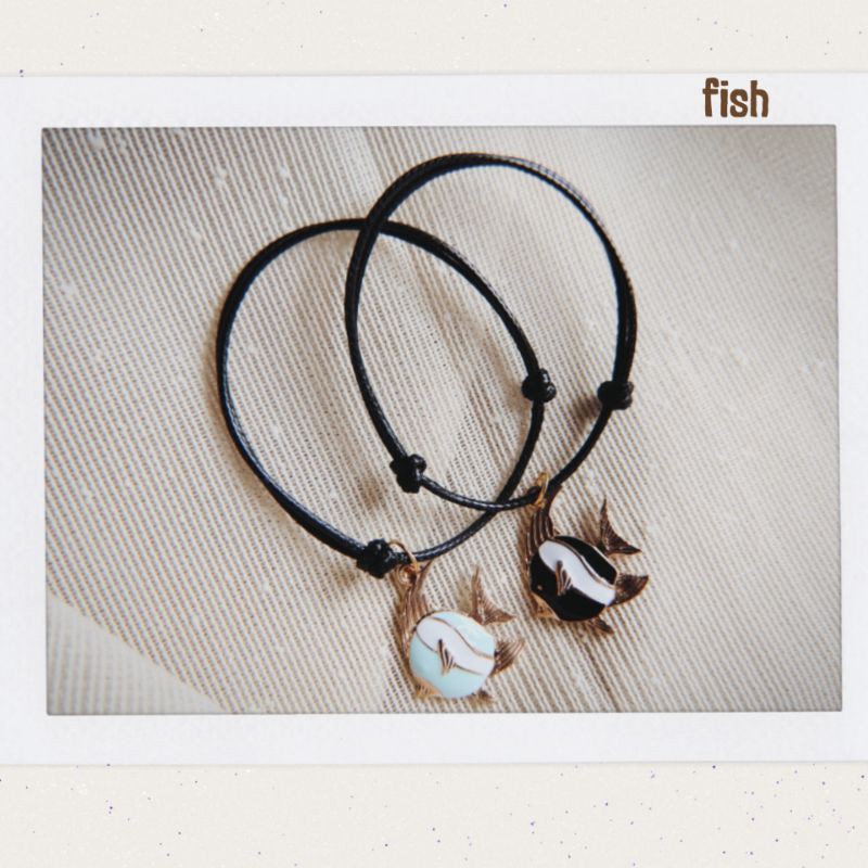 Gelang Charm Ikan , Paus , Butterfly , Moon , Mermaid , Rabbit Tali Waterproof Bisa couple