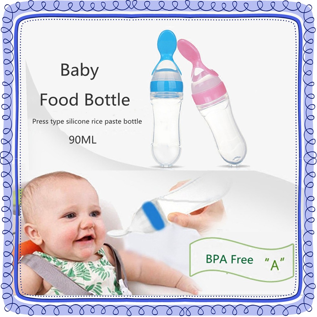 Botol Makan Dot Silicone Botol Sendok Makan Bayi