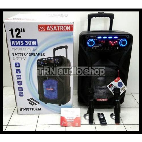 ASATRON Speaker Portable Bluetooth 12 Inch 8871UKM / 2 Mic Wireless