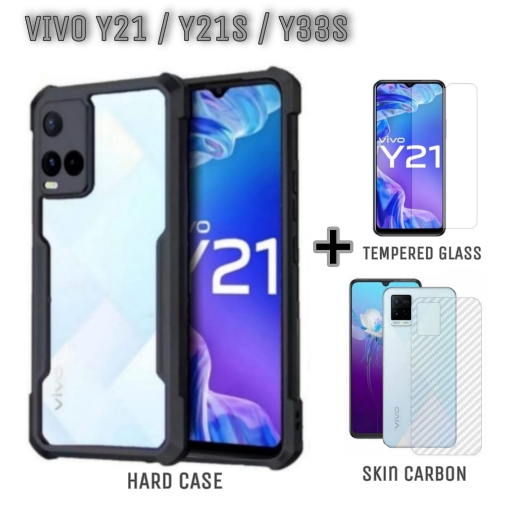 PROMO Paket 3 IN 1 Case For Vivo Y21 / Y21a / Y21e / Y21s / Y21t ./ Y33s SoftCase Fusion Xundd Shockproof Free Anti Gores Layar &amp; Garskin Carbon Anti Gores dan Anti Jamur Body Belakang Handphone