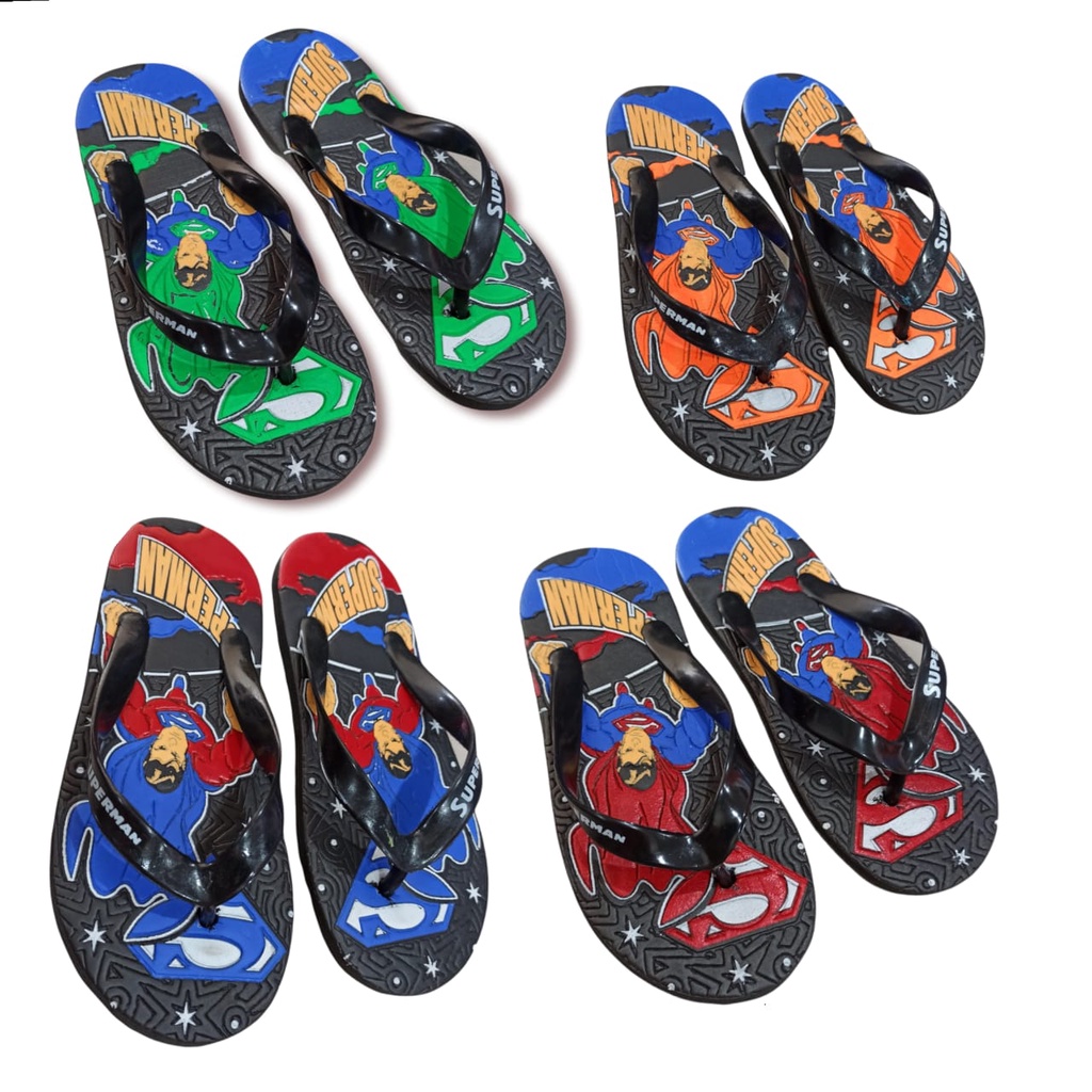 SANDAL JEPIT KARAKTER ANAK SUPERMAN | SENDAL KERAKTER SUPERMEN | SANDAL JAPIT ANAK 26/35