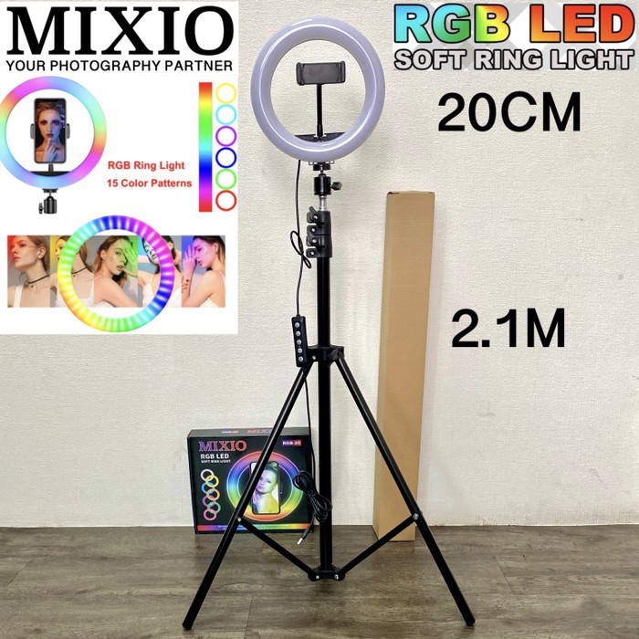 MIXIO Ring Light RGB Rainbow 20CM+TRIPOD 2.1M Ringlight RGB TikTok
