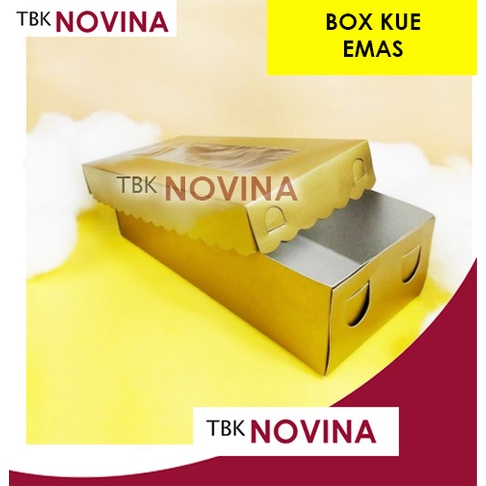 KOTAK KUE EMAS PANJANG  / BOX CAKE KUE TART GOLD / BOX KUE ULANG TAHUN