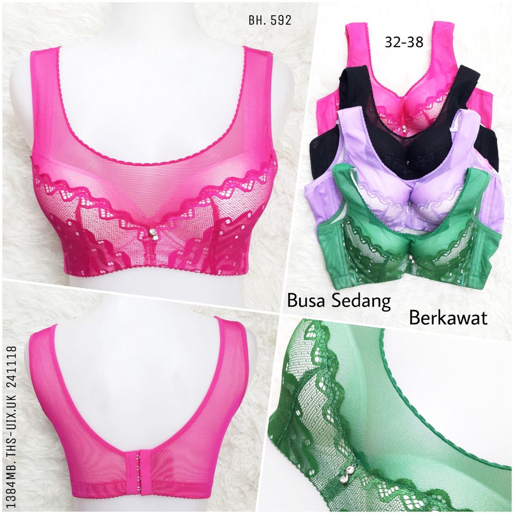 RVC75 - Bra Busa Sedang Berkawat 32-40 Kait 4 BH Brukat Penutup Lemak Pakaian Dalam Dewasa Underwear