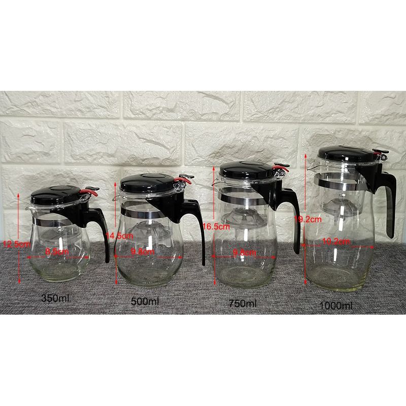 Tea Pot China 750ml Glass Mesh Filter Pot Kaca Saringan Teh