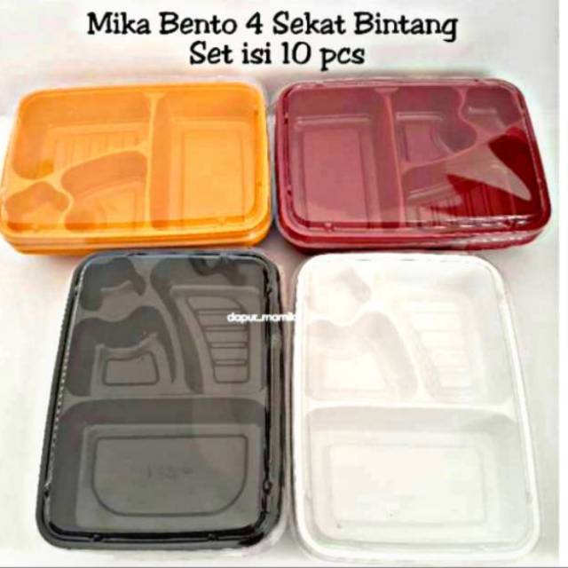 DAPURMAMI 10 BIJI MIKA BENTO 4 SEKAT tempat lunch box wadah bekal anak kemasan plastik