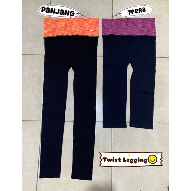 DOUBLE TWIST LEGGING IMPORT • CELANA SENAM OLAHRAGA ZUMBA SENAM WANITA