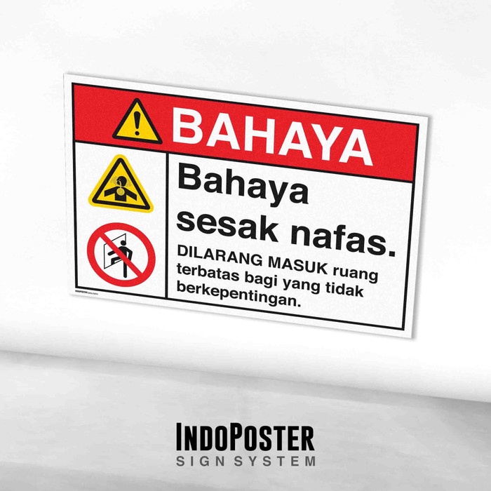 

Stiker Label Safety Sign Rambu K3 ANSI Ruang Terbatas Sesak Nafas
