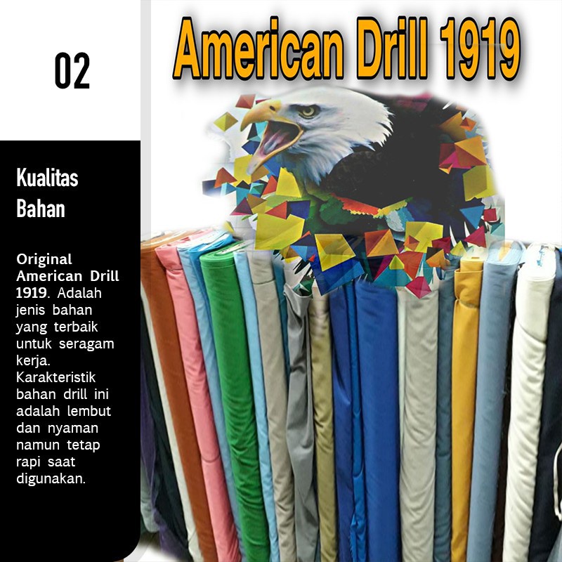 Kain American Drill meteran bahan kain seragam Japan Drill