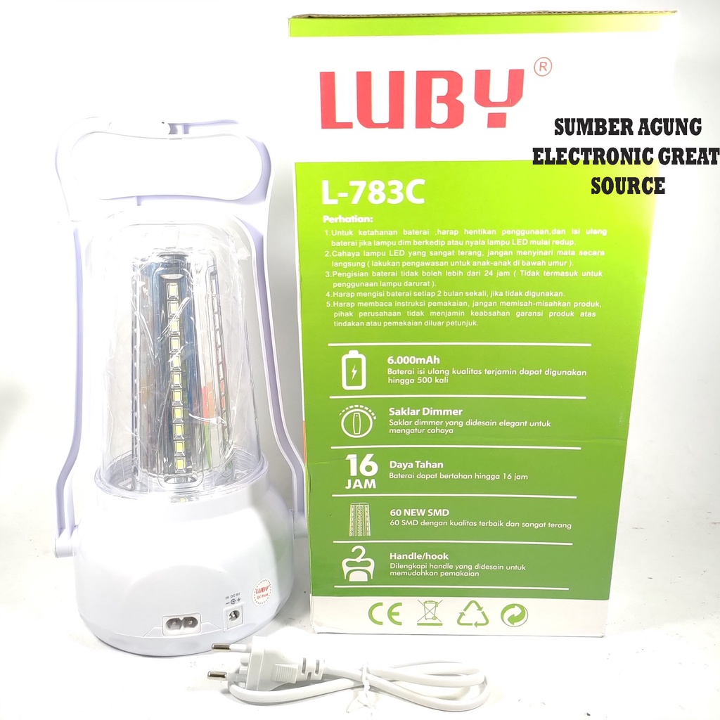 L783C Luby Emergency Lentera L783 4.8w Tahan 15Jam LED Banyak Terang