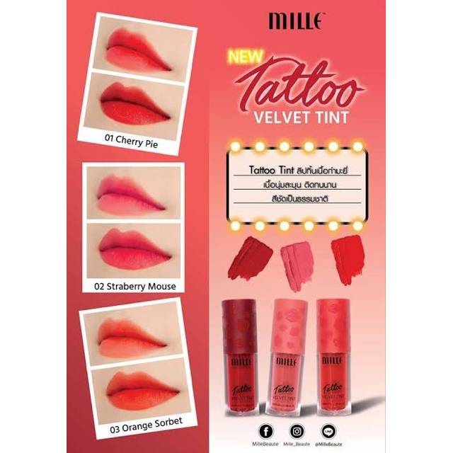 MILLE Tattoo Velvet Tint &amp; Super Jelly Tint Merveille Beaute Thailand / Lip / Lipstick / Matte