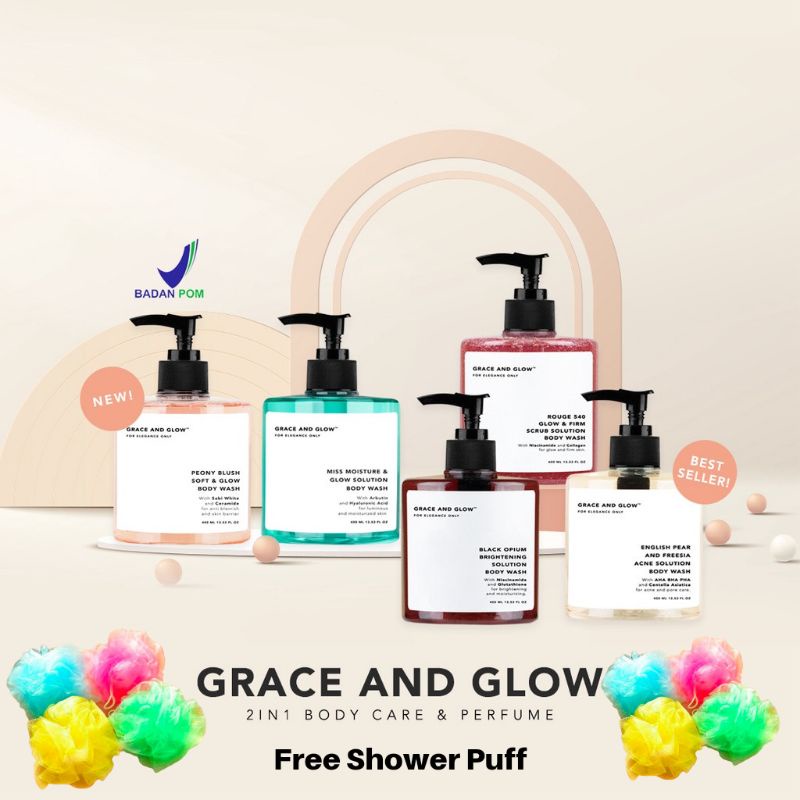 Grace And Glow Body wash / Black Opium Brightening Booster Pear and Freesia Anti Acne Solution Body Wash
