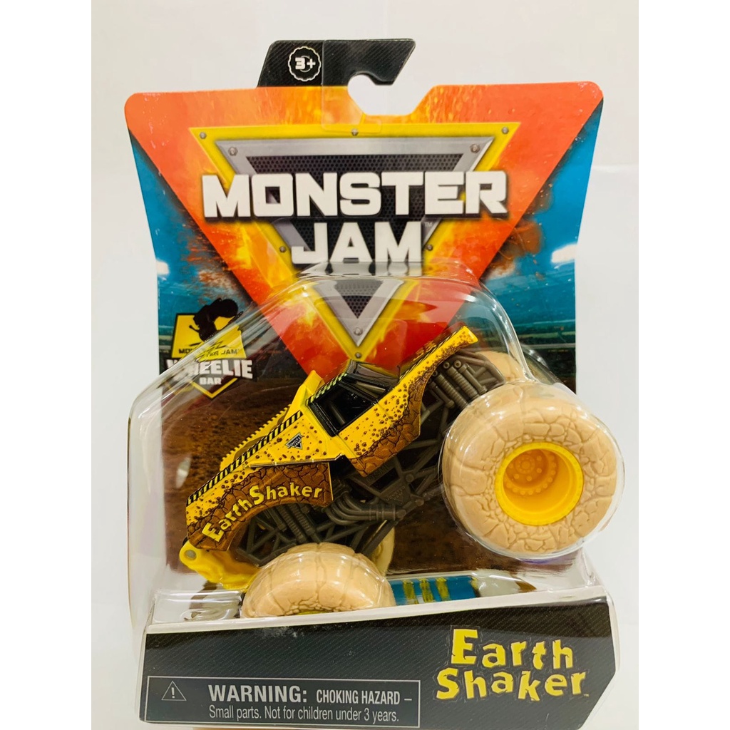 Monster Jam Wheelie Bar EARTH SHAKER Kuning Scale 1/64 Trucks Hot Wheels Mobil Mainan Anak Terbaru