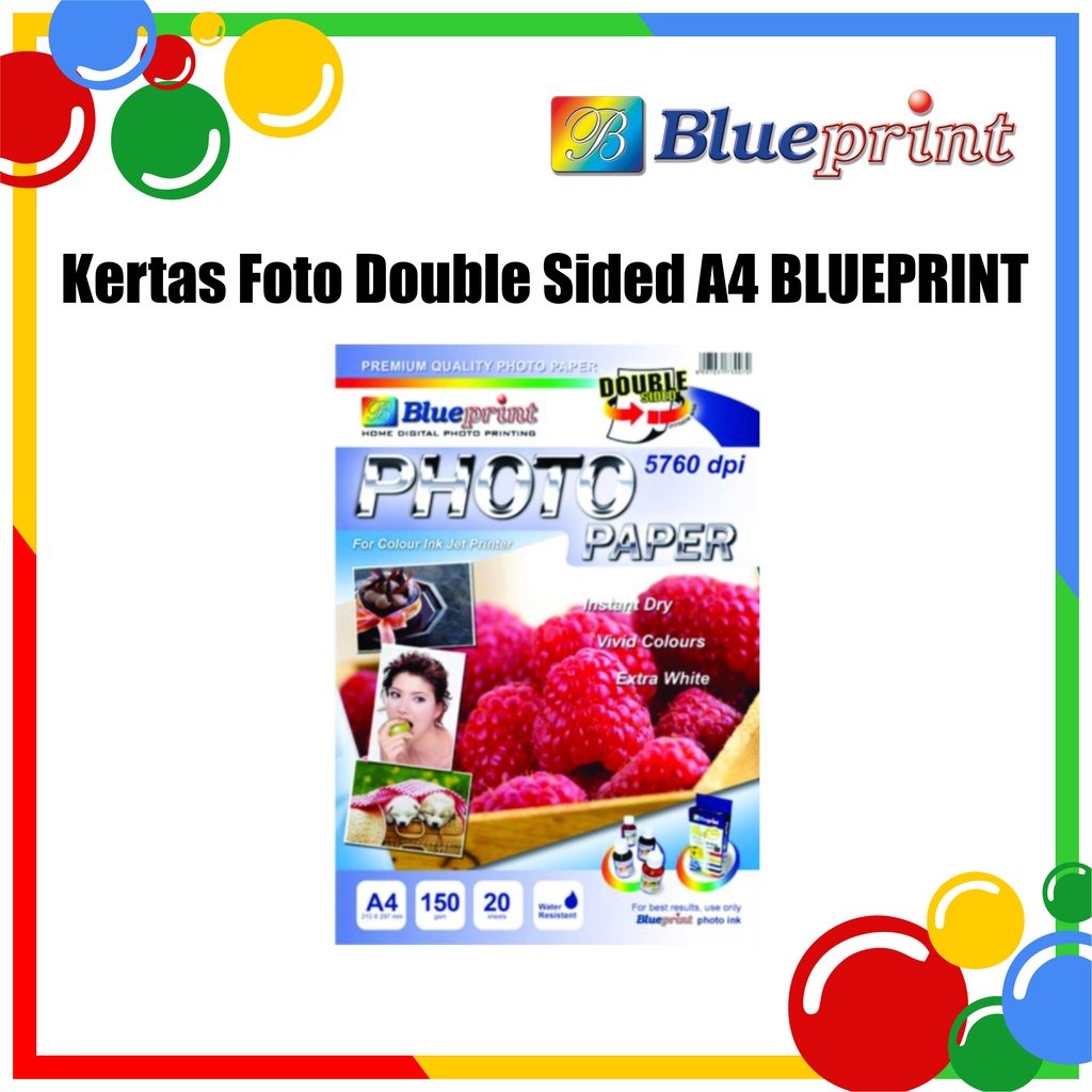 

Kertas Foto / Double Sided Photo Paper BLUEPRINT A4 150 gsm