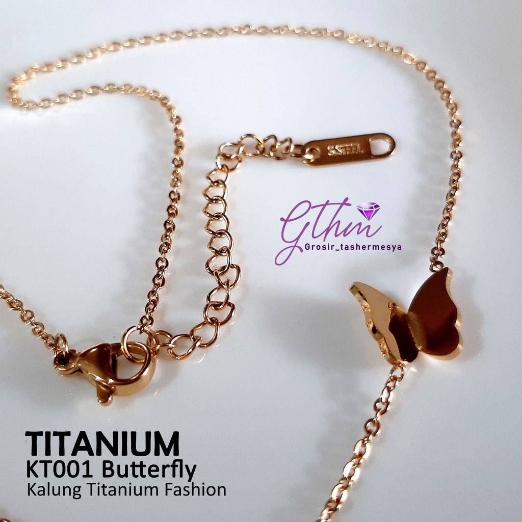 Kalung Titanium Butterfly Perhiasan kualitas Premium Stainless Steel 316L Anti karat KT001 GTHM