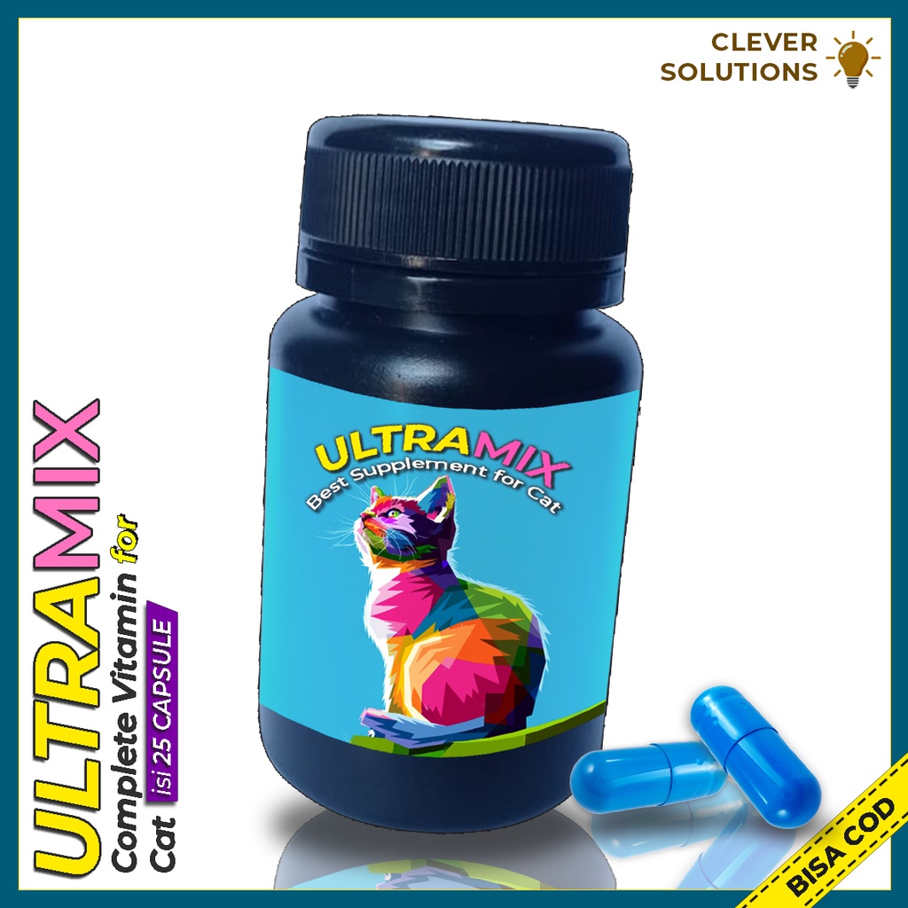 Vitamin Kucing ULTRAMIX Penambah Nafsu Makan Pelebat Bulu Kucing Penggemuk Kucing Obat Rontok Bulu