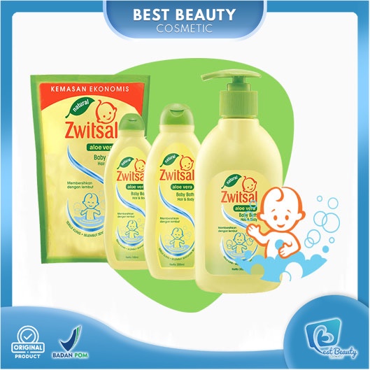 ★ BB ★ Zwitsal Natural Aloe Vera Baby Bath 2 In 1 Hair &amp; Body - Baby Bath Rich Honey - 300ml - 200ml